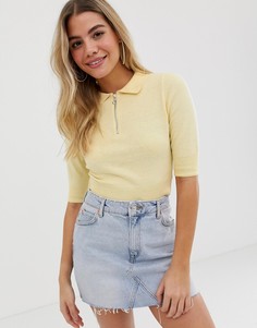 Трикотажный топ-поло с молнией ASOS DESIGN - Желтый