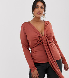 Лонгслив с узлом ASOS DESIGN Curve - Оранжевый