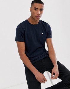 Темно-синяя футболка с круглым вырезом и логотипом Abercrombie & Fitch - Темно-синий