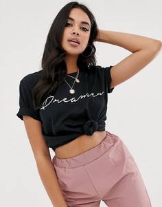 Черная футболка с надписью Dreamer Missguided - Черный