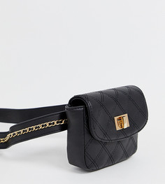 Черная стеганая сумка-кошелек на пояс с цепочкой Faith - Черный