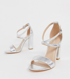 Серебристые босоножки на каблуке с перекрестными ремешками Glamorous - Серебряный