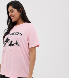 Свободная футболка с принтом Daisy Street Plus Сolorado - Розовый
