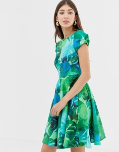 Приталенное платье с принтом Closet - Зеленый