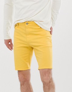 Желтые джинсовые облегающие шорты ASOS DESIGN - Желтый