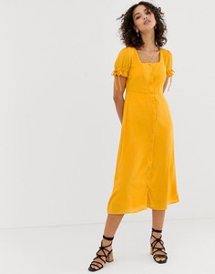 Чайное платье макси с квадратным вырезом Vero Moda - Золотой