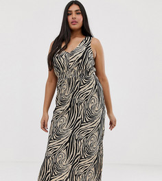Платье макси с принтом зебра River Island Plus - Мульти