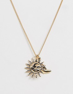 Золотистое ожерелье с подвеской в виде солнца и луны Monki - Золотой