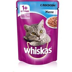 Паучи Whiskas кусочки в желе с лососем для кошек 85г (10156248)