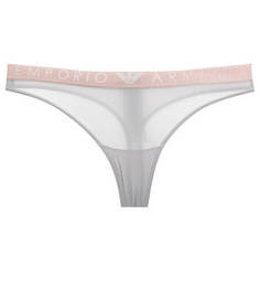 Серые трусы-стринги с сетчатой вставкой Emporio Armani