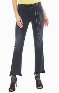 Черные расклешенные джинсы с необработанным краем Poppi Replay