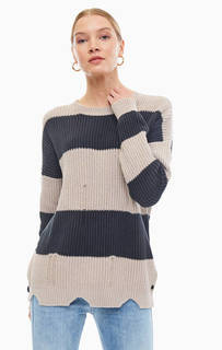 Двухцветный хлопковый джемпер с эффектом состаривания Replay
