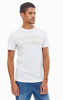 Белая футболка с логотипом бренда G Star Raw