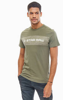 Футболка цвета хаки с логотипом бренда G Star Raw