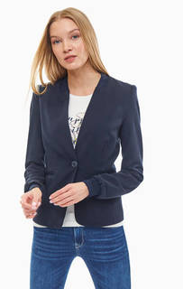 Синий приталенный пиджак с двумя карманами More &; More