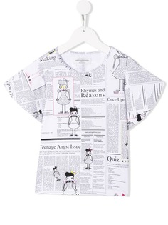 John Galliano Kids футболка с газетным принтом