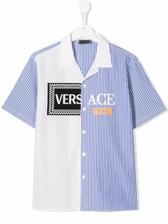 Young Versace рубашка с контрастной вставкой и логотипом