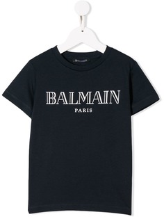 Balmain Kids футболка с принтом логотипа
