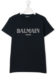 Balmain Kids футболка с принтом логотипа