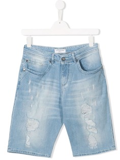 John Galliano Kids джинсовые шорты с эффектом потертости