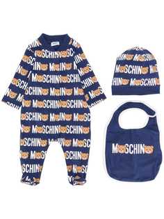 Moschino Kids комплект из ромпера, шапки и нагрудника