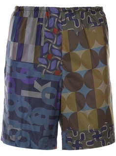 Kolor geometric patch-work shorts