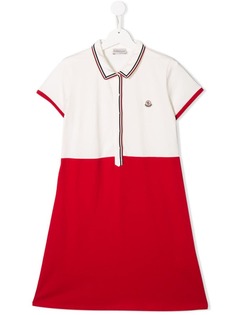 Moncler Kids платье-рубашка с воротником-поло и контрастными вставками