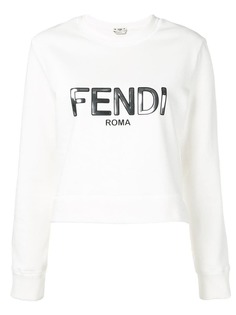 Fendi укороченная толстовка с аппликацией-логотипом