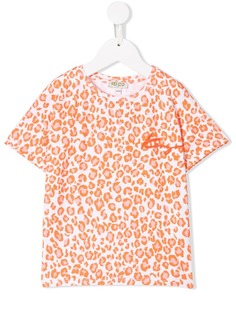 Kenzo Kids футболка с леопардовым принтом и логотипом