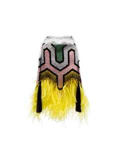 Attico white Deco sequin-embellished ostrich feather pouch bag