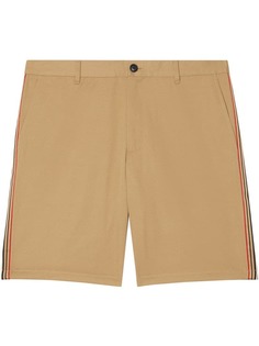 Burberry Icon Stripe Detail Cotton Twill Chino Shorts
