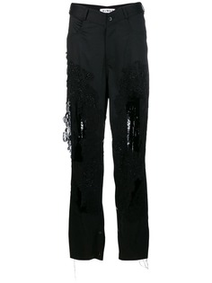 Almaz lace inserts straight trousers