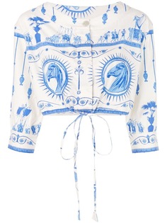 Le Sirenuse Bella Deifenbach-print cropped blouse