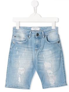 John Galliano Kids джинсовые шорты с эффектом потертости