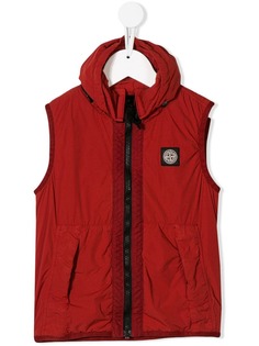 Stone Island Junior жилет с капюшоном и логотипом