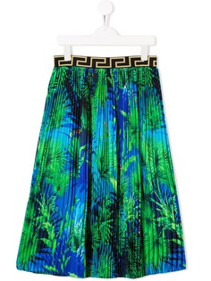 Young Versace плиссированная юбка Palm Leaf