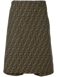 Fendi FF motif print long-line skort