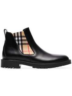 Burberry ботинки челси с клетчатыми панелями