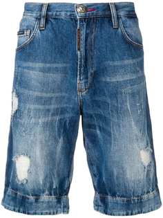 Philipp Plein distressed skull shorts