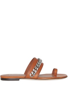 Burberry Chain Detail Leather Sandals