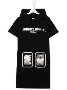 Jeremy Scott Junior платье с капюшоном и логотипом