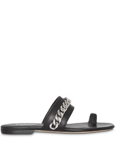 Burberry Chain Detail Leather Sandals