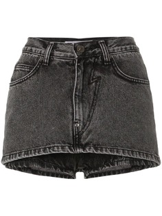 PushBUTTON acid wash high-waisted mini denim skort