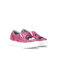 Chiara Ferragni Kids Winking Eye glittered sneakers