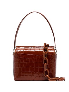 Gu_De brick brown Duet medium croc print chain strap leather shoulder bag