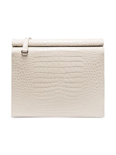 Gu_De ivory Edie croc print structured leather cross body bag
