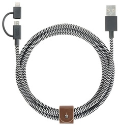 Кабель Native Union Belt Cable Twin Head, 2 м, Zebra (BELT-KV-UL-ZEB)