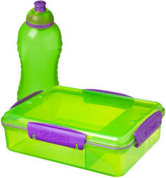 Контейнер с разделителем и бутылка для воды Sistema Lunch Pack, 975 мл Green (41575)