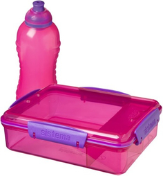 Контейнер с разделителем и бутылка для воды Sistema Lunch Pack, 975 мл Red (41575)