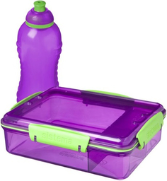 Контейнер с разделителем и бутылка для воды Sistema Lunch Pack, 975 мл Violet (41575)